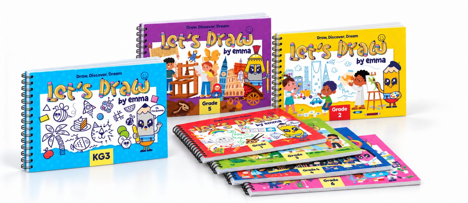 Let's Draw by Emma student books, KG3 to Grade 6